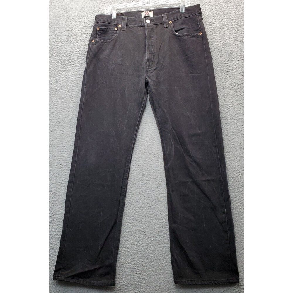 Levi's‎ Jeans Men's 36X32 Black 501 Original Button Fly Flat Front Straight Leg